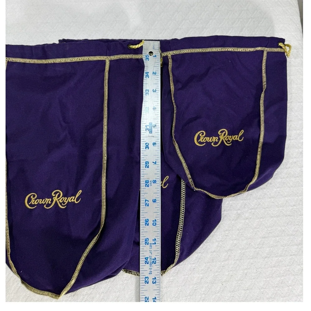 Crown Royal Purple Drawstring Bags Set of 3 Gold Embroidery Storage Pouches